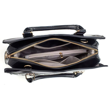 H1837 - Black Crocodile Pattern Shoulder Bag